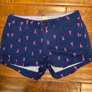 So Navy Blue with Pink lobster Print Shorts